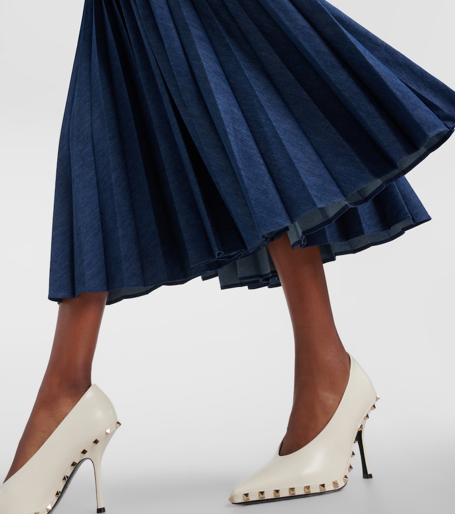Valentino VGold plissé chambray maxi dress