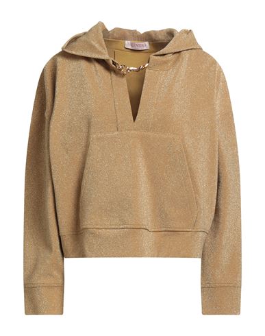 Woman Sweatshirt Gold Size XL Cotton, Polyamide, Metallic fiber, Elastane