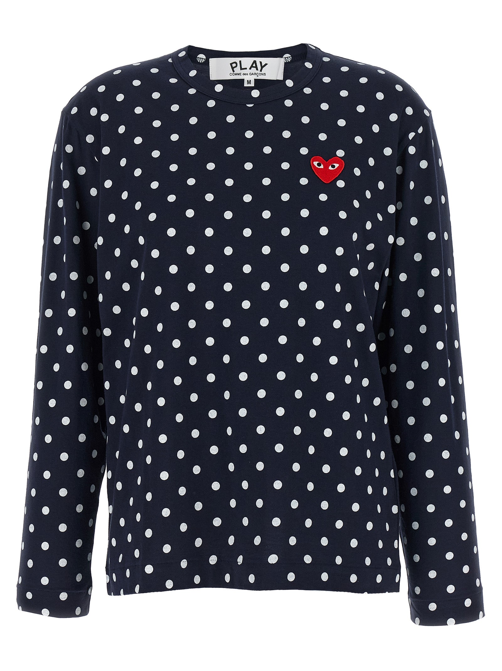 Polka-Dot Cotton T-Shirt — Navy