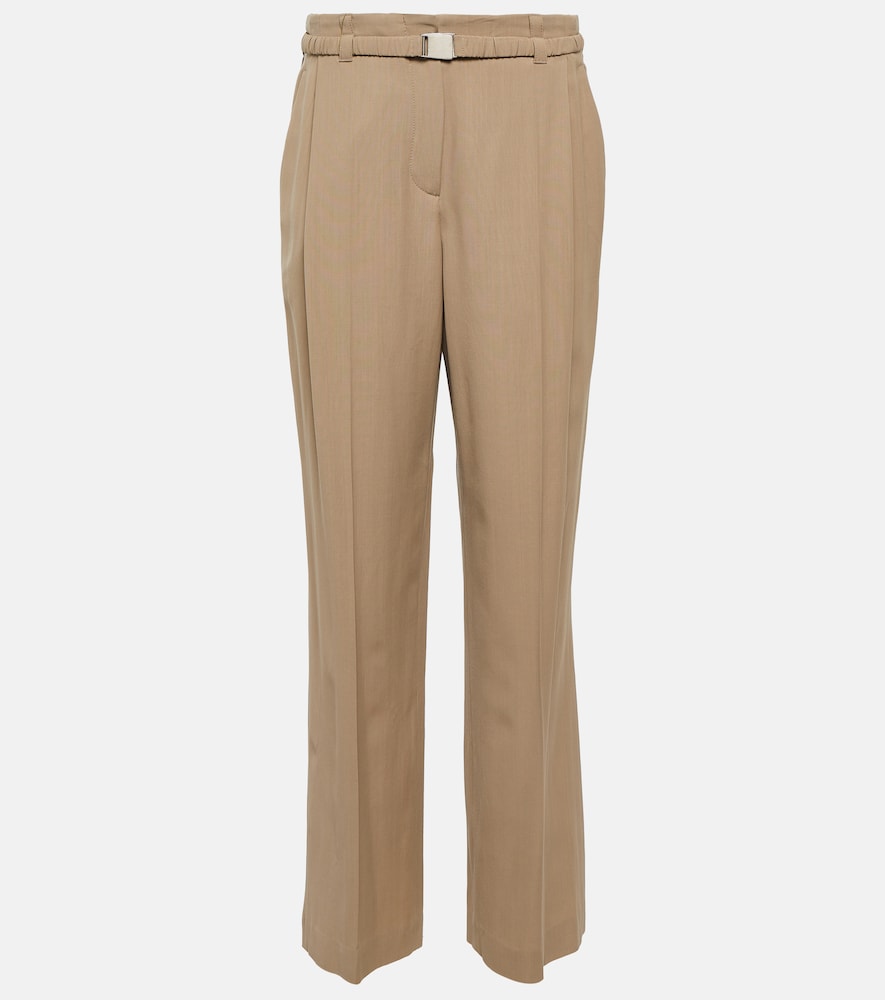 High-rise straight wool-blend pants