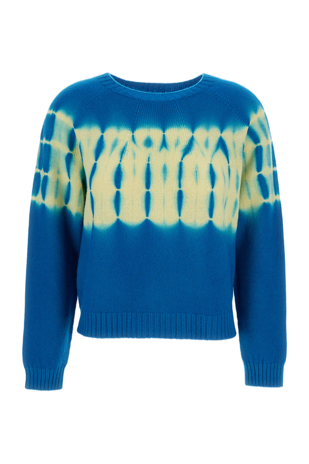 Cropped Cashmere Pullover with Shibori Tie-Dye Pattern