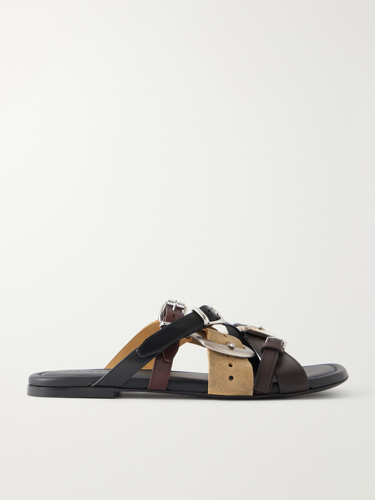 Buckled Leather Sandals - Black