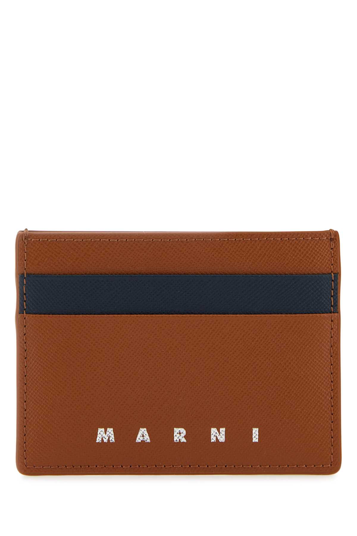 Logo-debossed leather cardholder - Brown