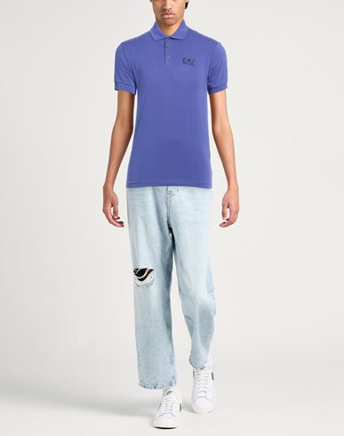 Man Polo shirt Purple Size L Cotton, Elastane