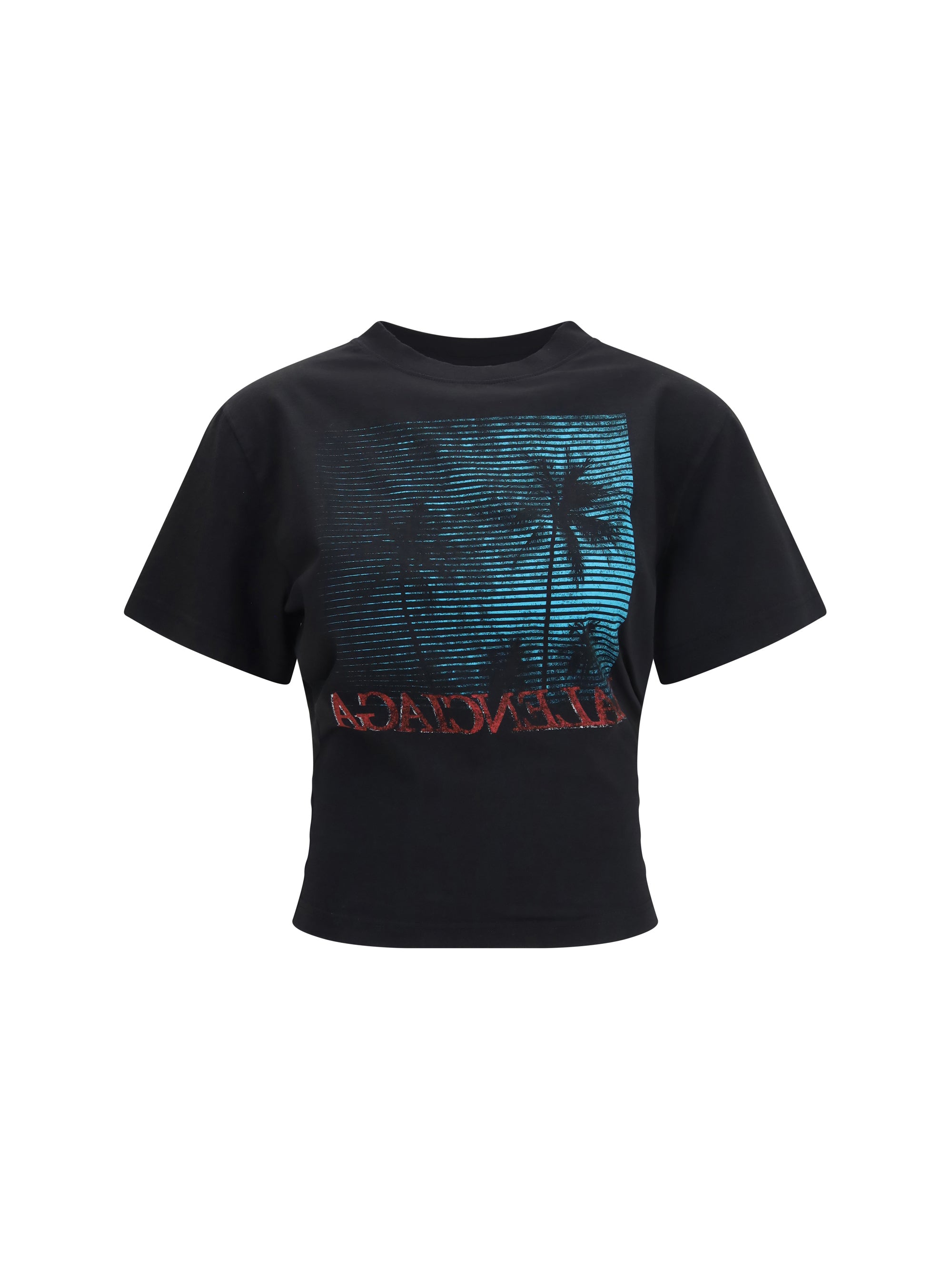 Graphic-Print Cropped T-Shirt — Black