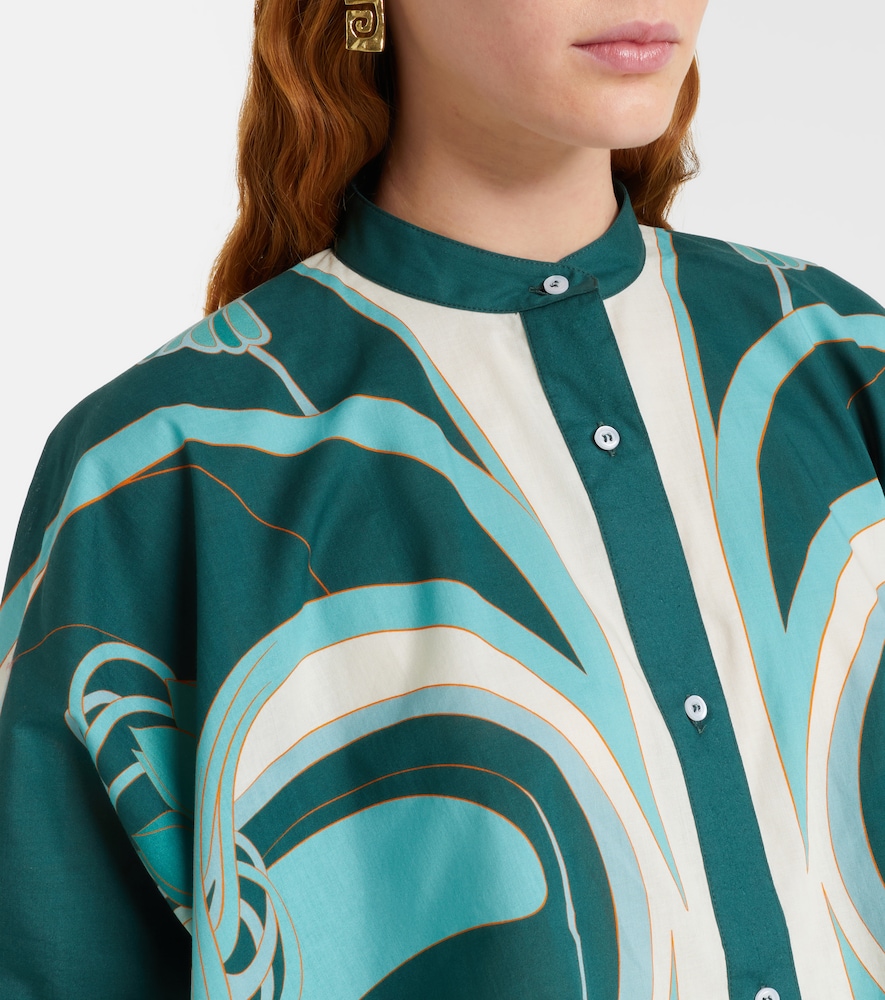 Foulard printed cropped cotton muslin shirt
