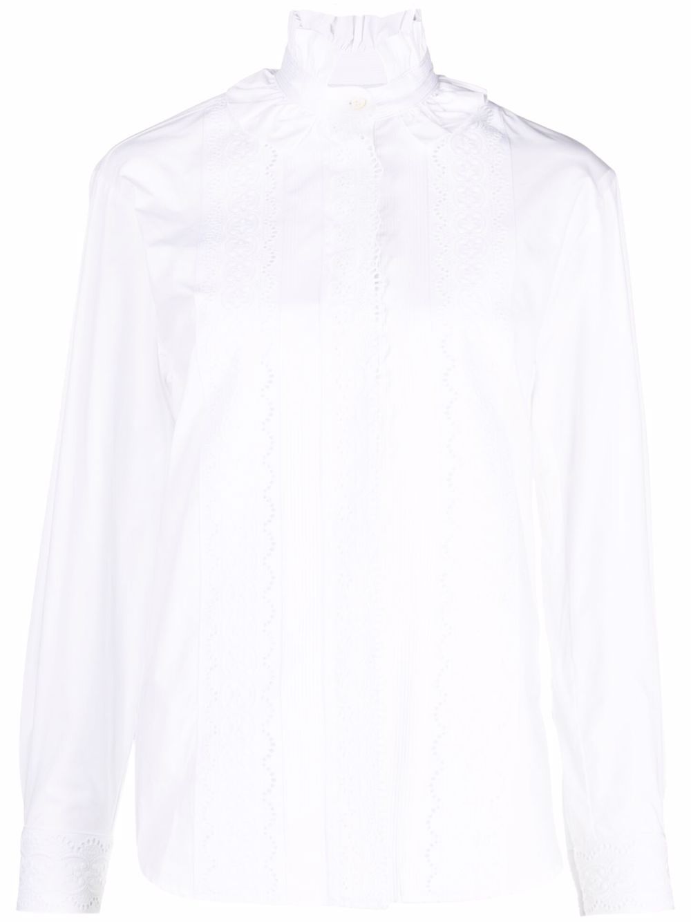 White ruffled shirt