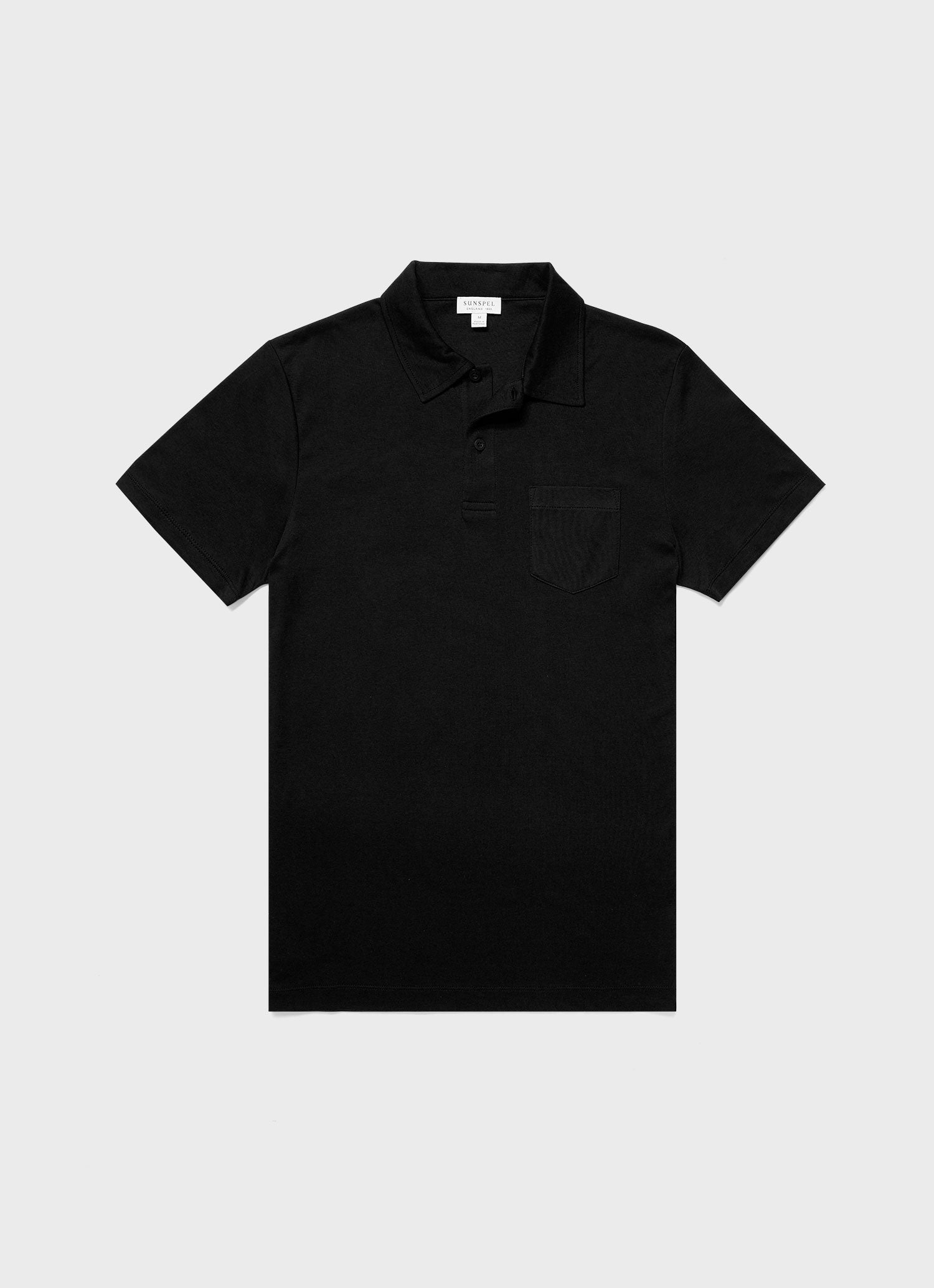 Men's Sea Island Cotton Riviera Polo Shirt in Black 100% Sea Island Cotton The Rarest Cotton in the World Regular Fit Extramely Soft and Breathable