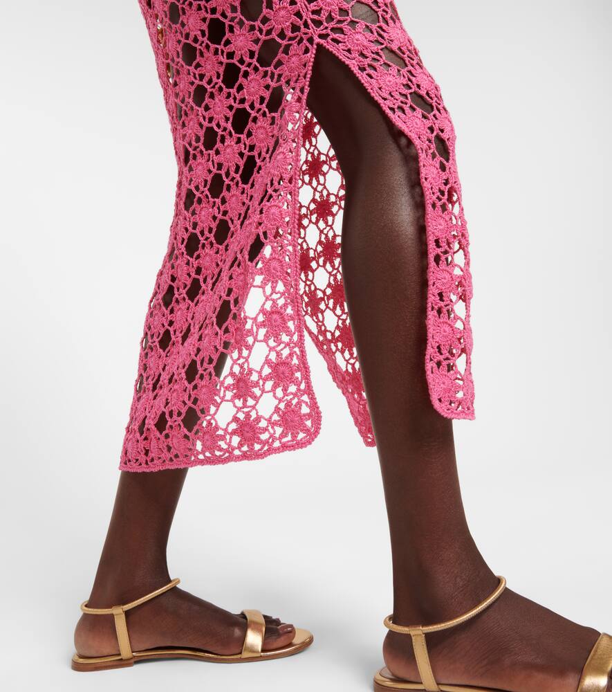 Rosette crochet cotton maxi skirt