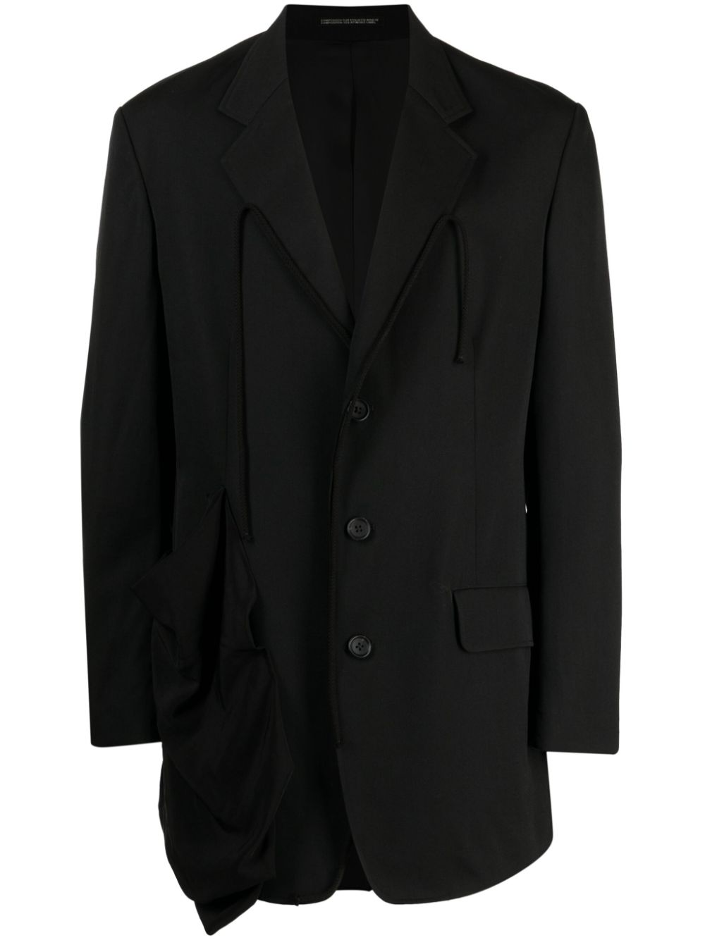 Notched-lapels wool blazer - Black