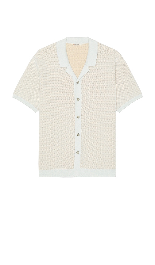 Marine Layer Asher Sweater Resort Shirt in Baby Blue. -  XL/1X also in L