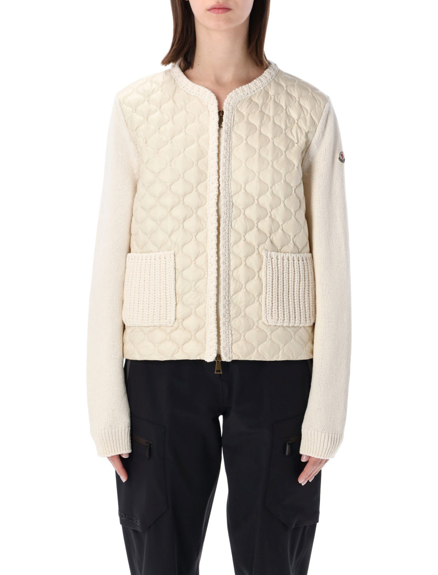 Geometric-quilted Padded Cardigan