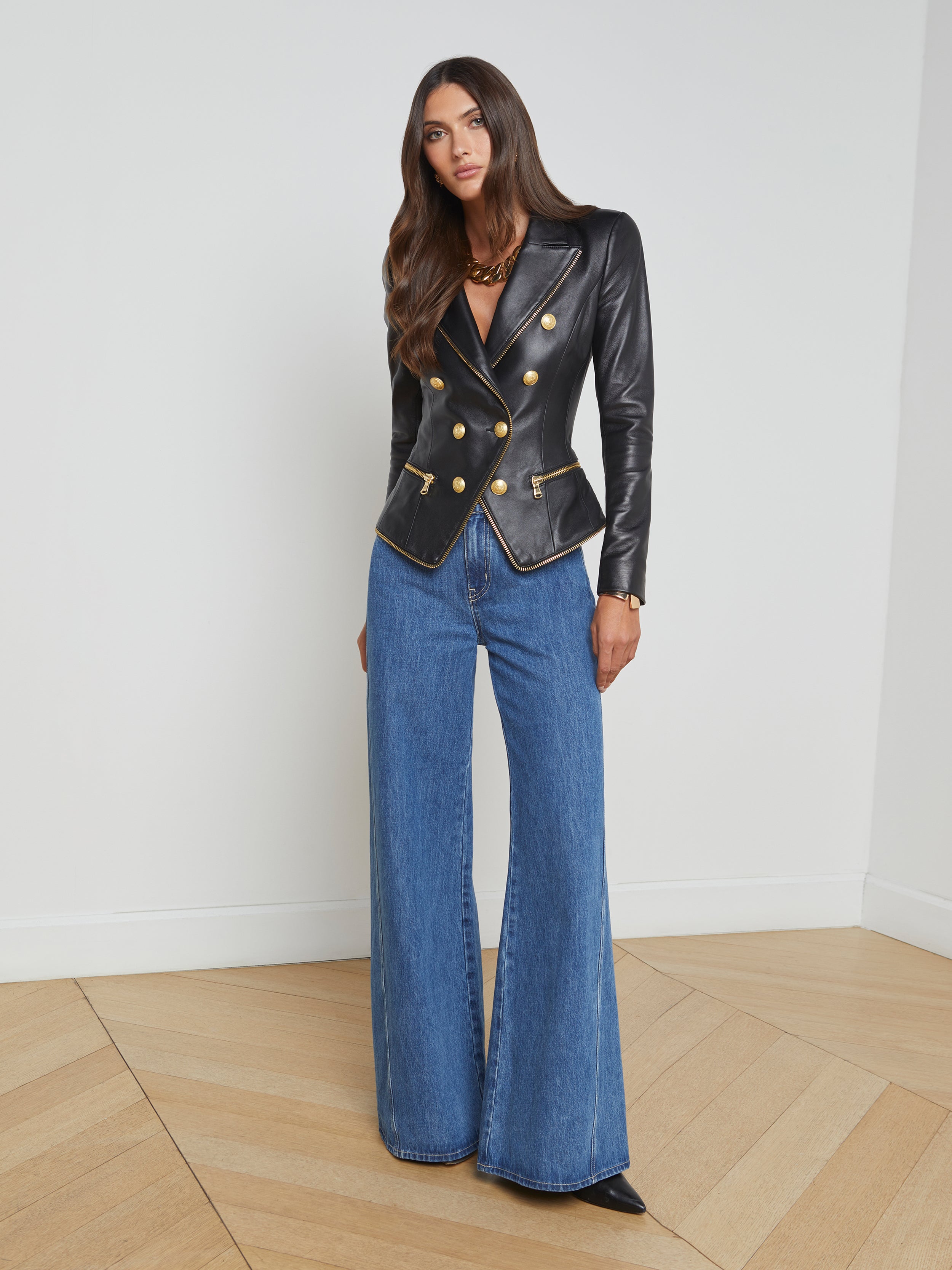 Ottilie Leather Blazer In Black