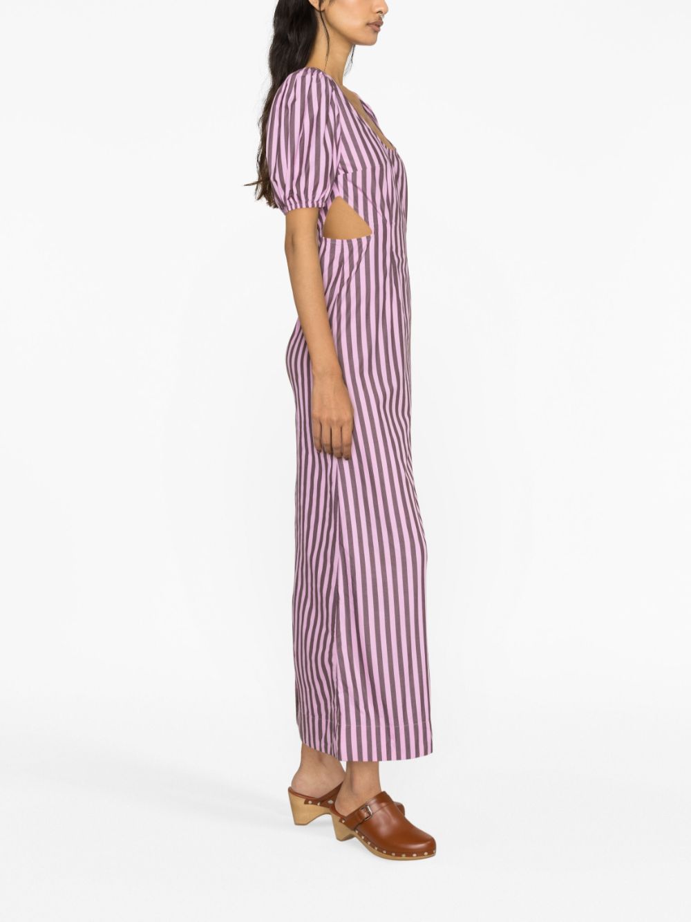 Organic-cotton striped maxi dress - Pink
