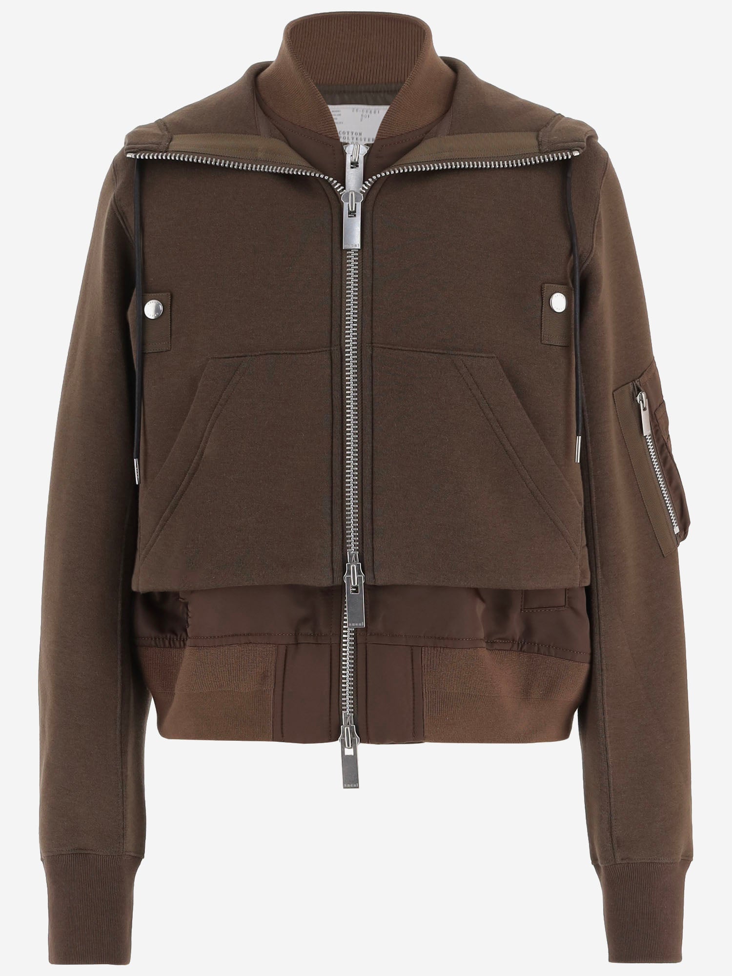 Layered Cotton-Blend Sweatshirt — Brown