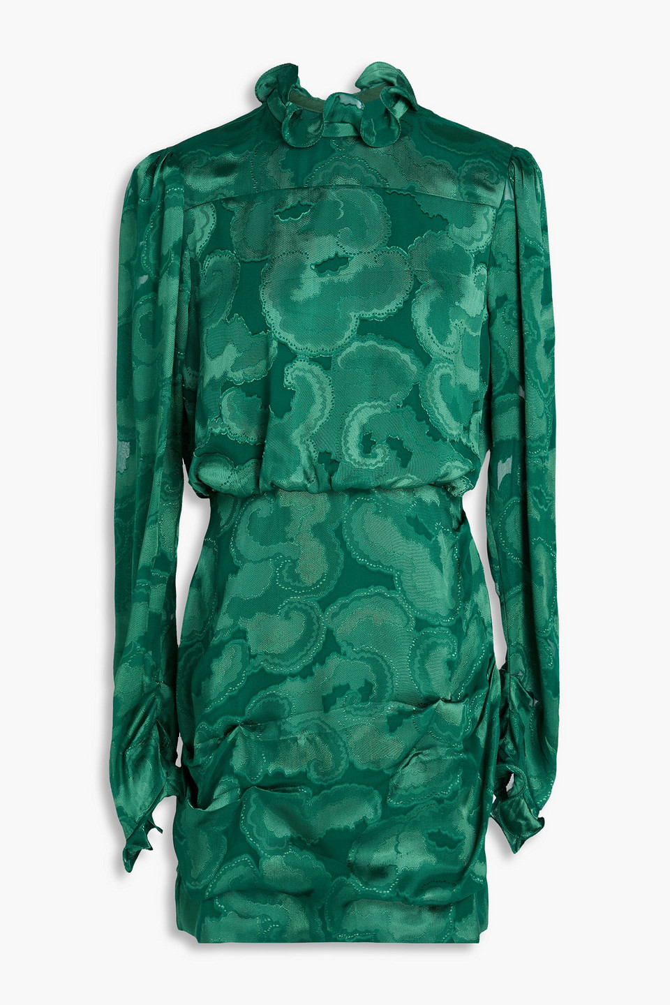 Rina B ruffled satin-jacquard mini dress - Green - UK 4