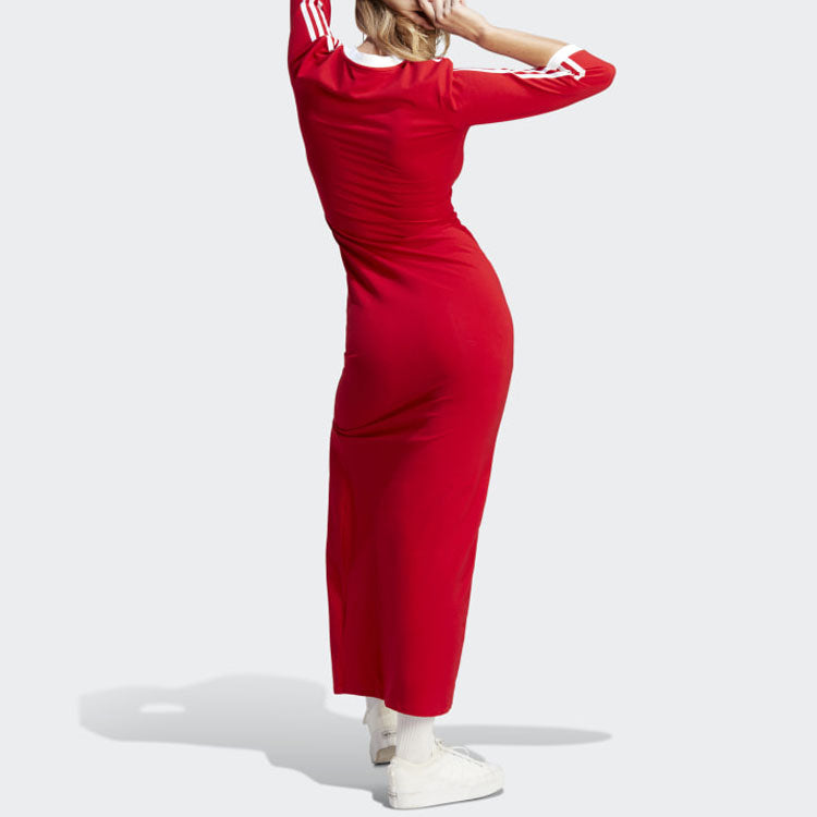 (WMNS) originals Adicolor Classics 3-Stripes Maxi Dress Asia Sizing 'Red'