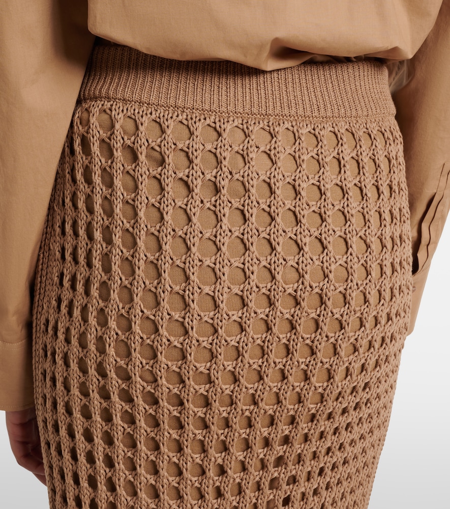 Geode open-knit cotton midi skirt