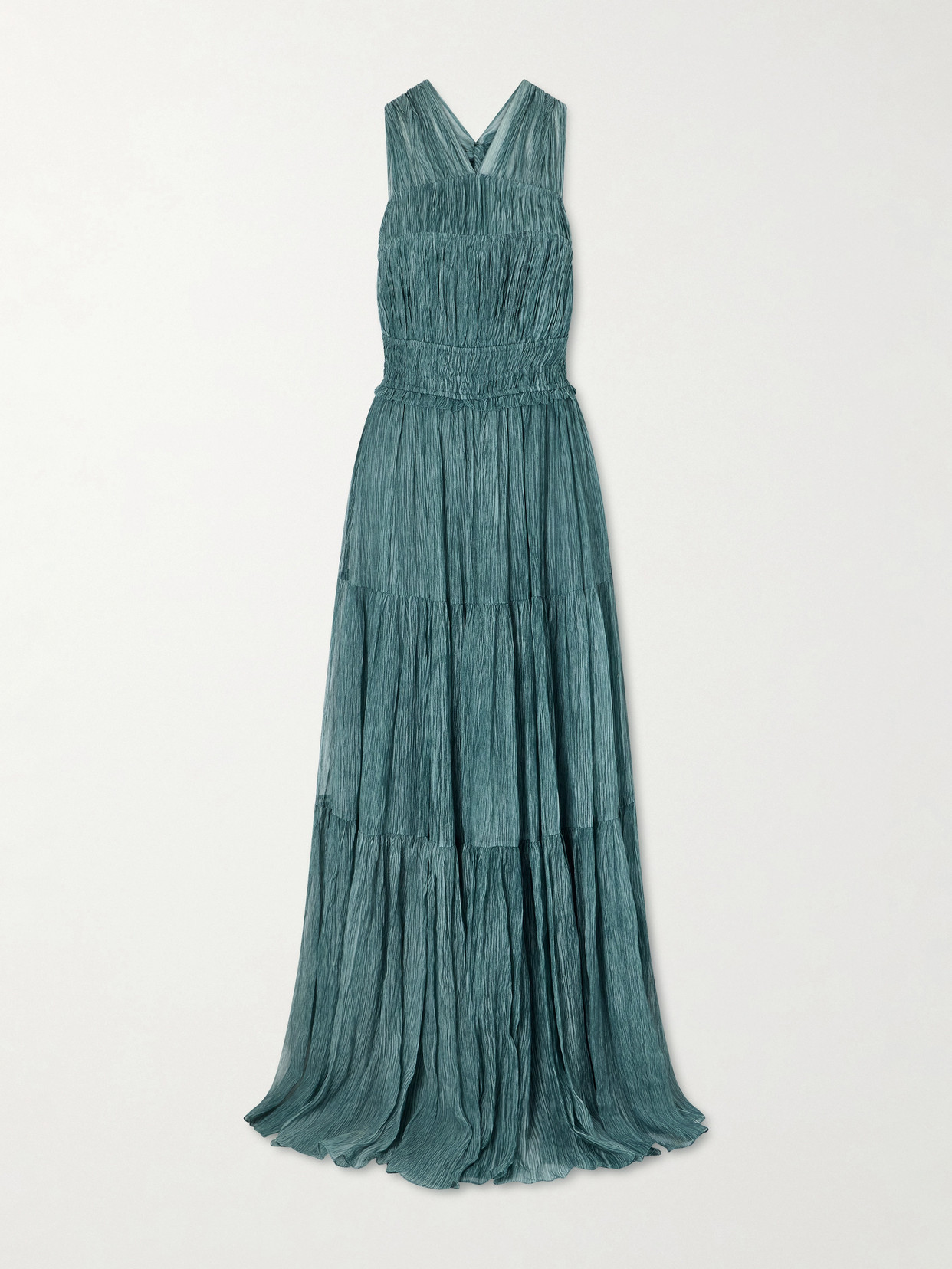 Freesia Tiered Silk-crepon Gown - Blue