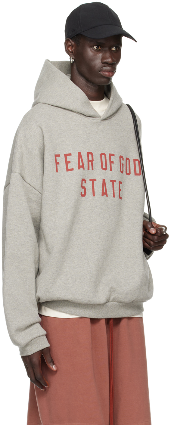 Gray Printed Logo Hoodie