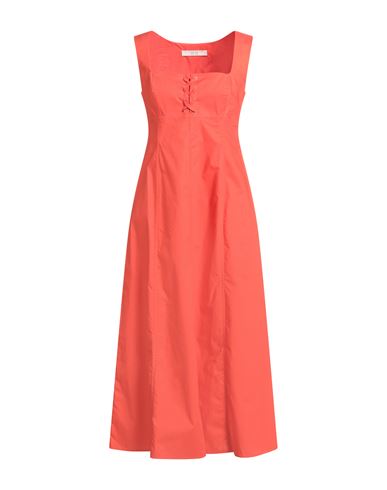 Woman Midi dress Tomato red Size 4 Cotton