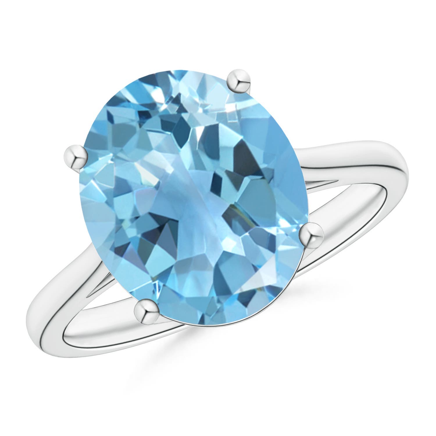 Angara 5.6 Carats Oval Solitaire Swiss Blue Topaz Cocktail Ring in Platinum