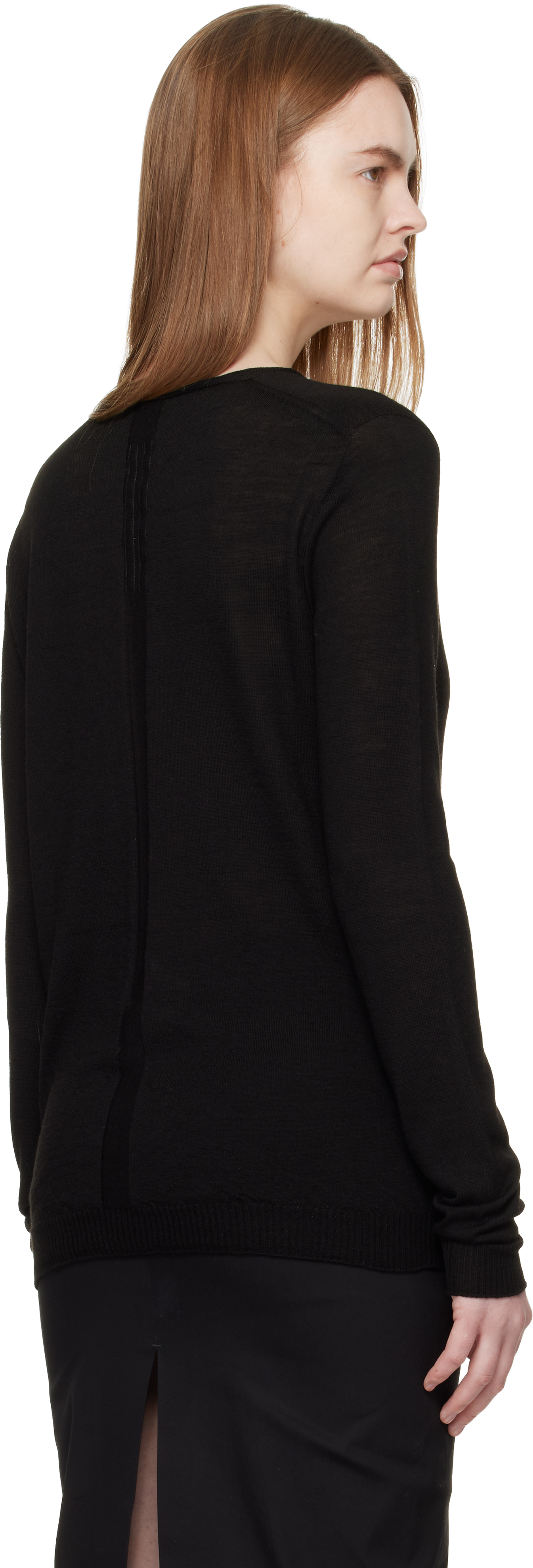 Black Temple V Neck Pull Sweater