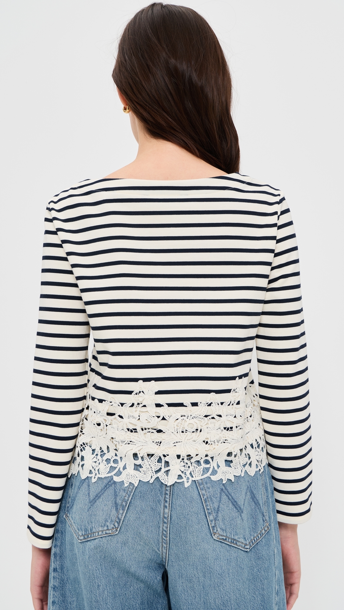 Hovey Top with Lace Dove/Navy Stripe