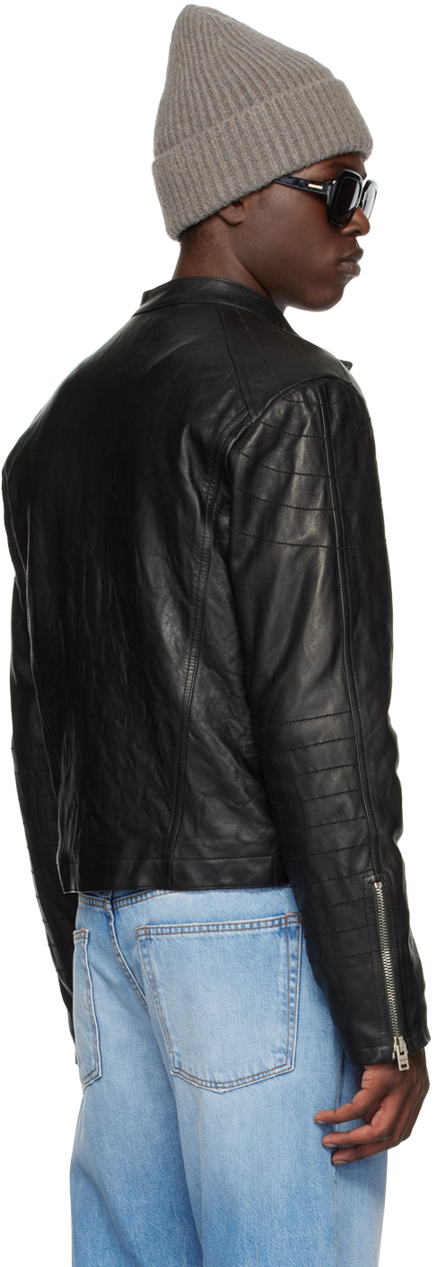 Black Distressed Leather Jacket