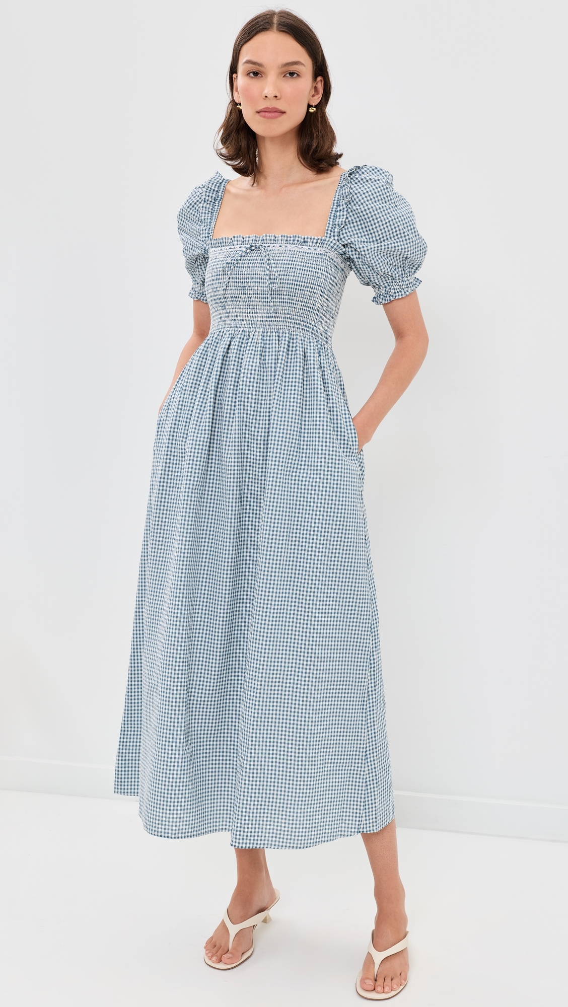 The Scarlett Midi Nap Dress Teal Gingham