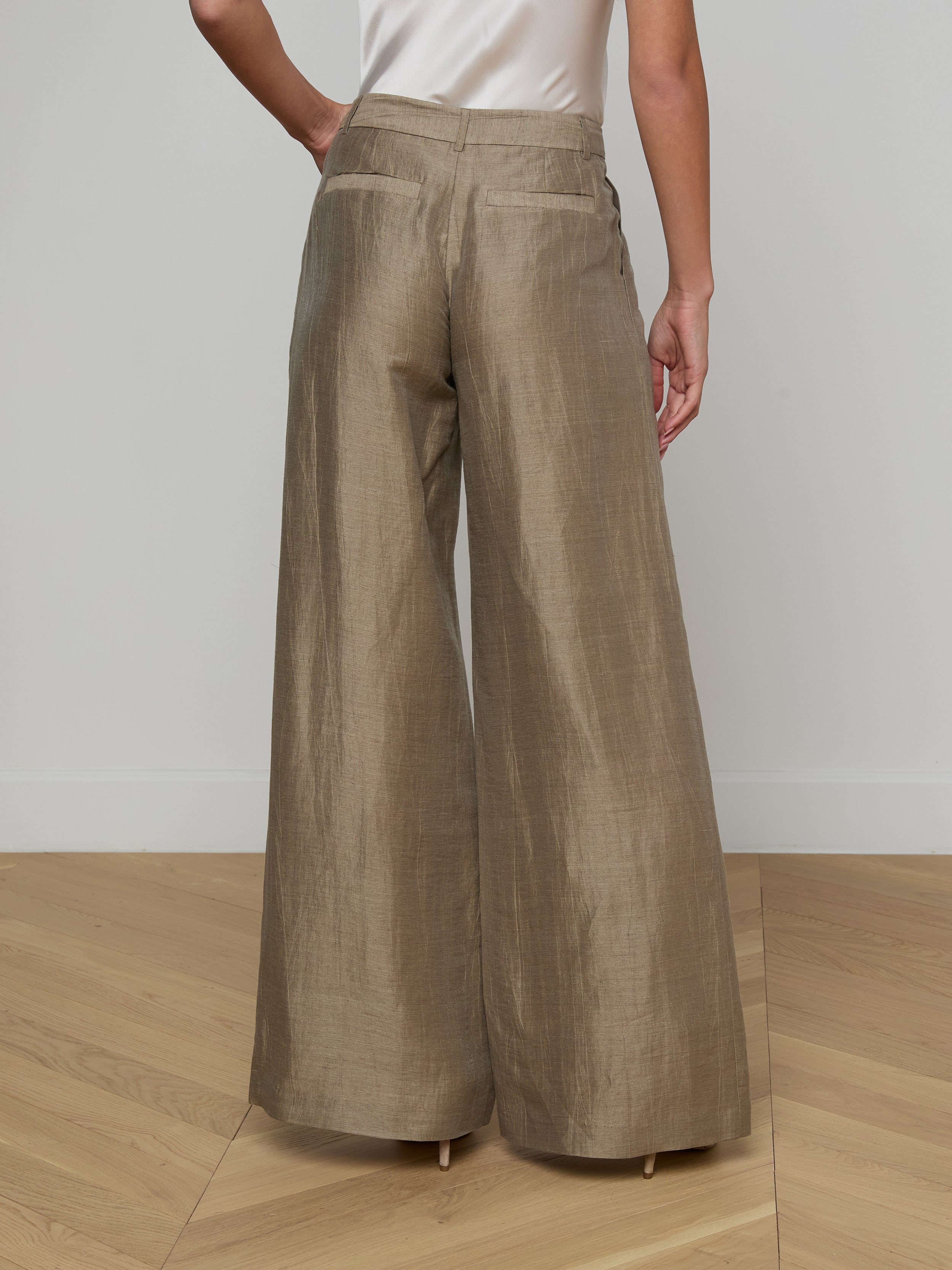 Allanah Linen-Blend Trouser In Grey Taupe