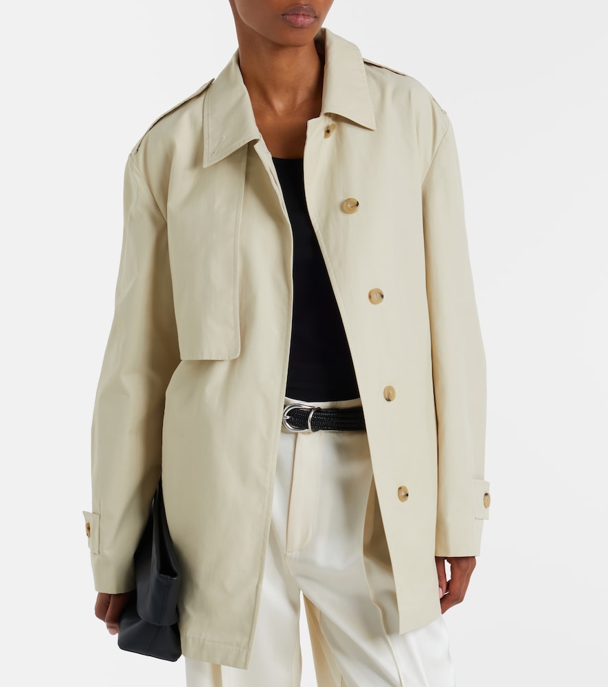 Cotton-blend cropped trench coat