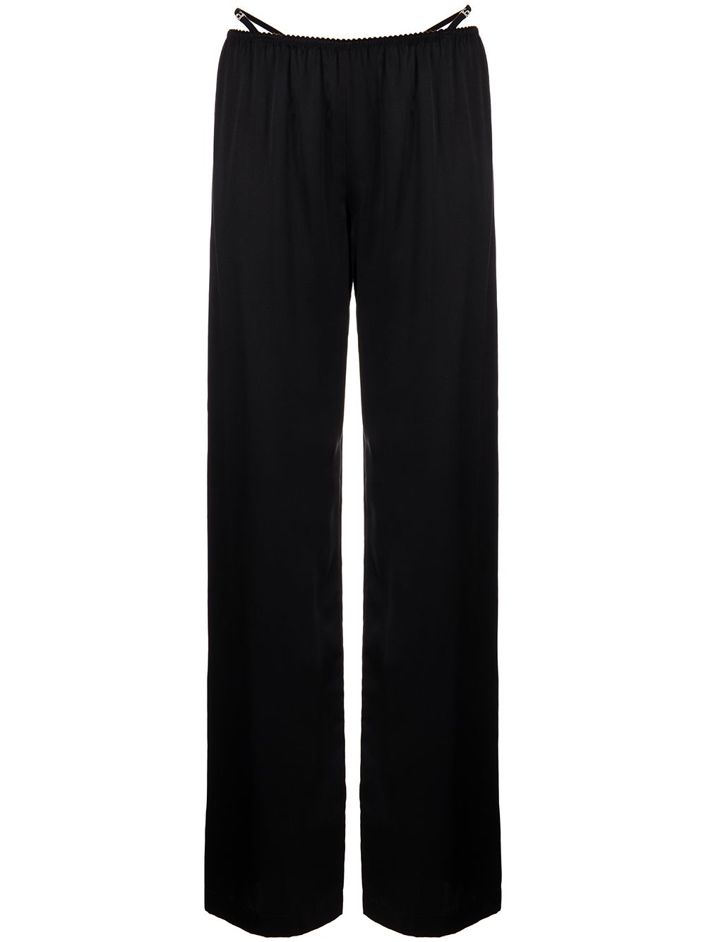 Crystal thong satin trousers - Black