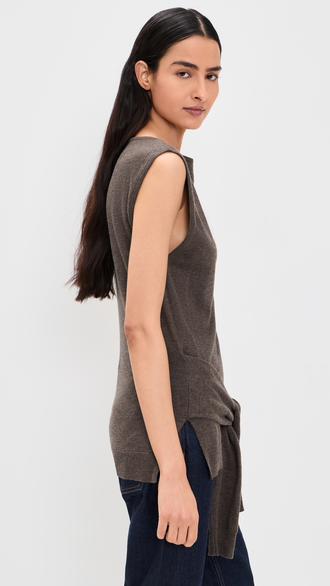 Fine Merino Tie Waist Top Mulch