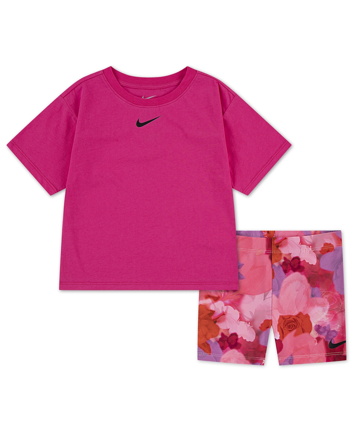 Baby Girls' Short-Sleeve T-Shirt and Bike Shorts, 2-Piece Set - Light Magenta