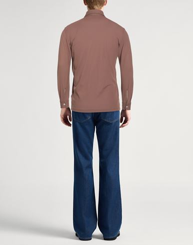 Man Shirt Brown Size 36 Cotton