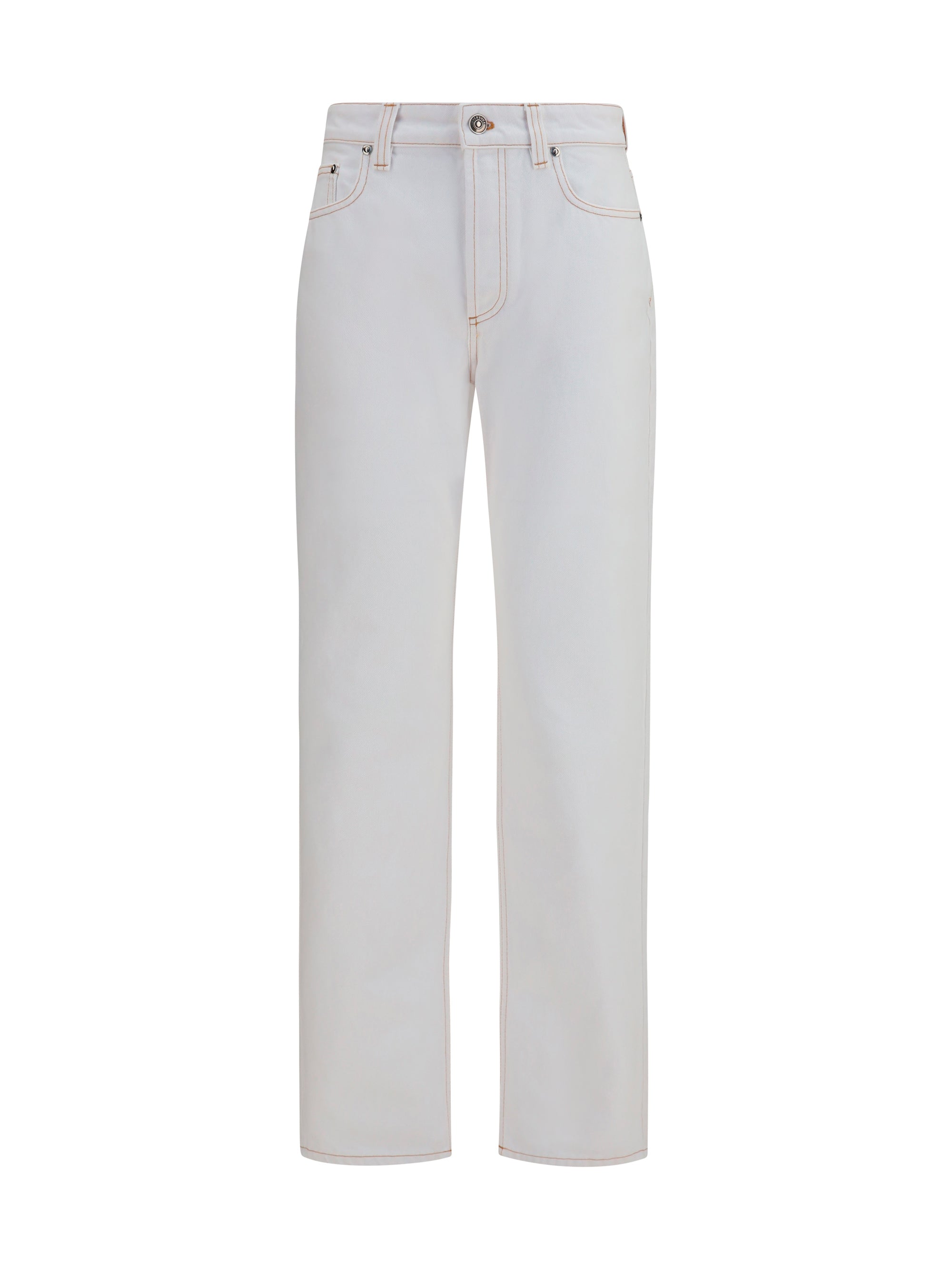 High-Waisted Cotton Denim Jeans — White