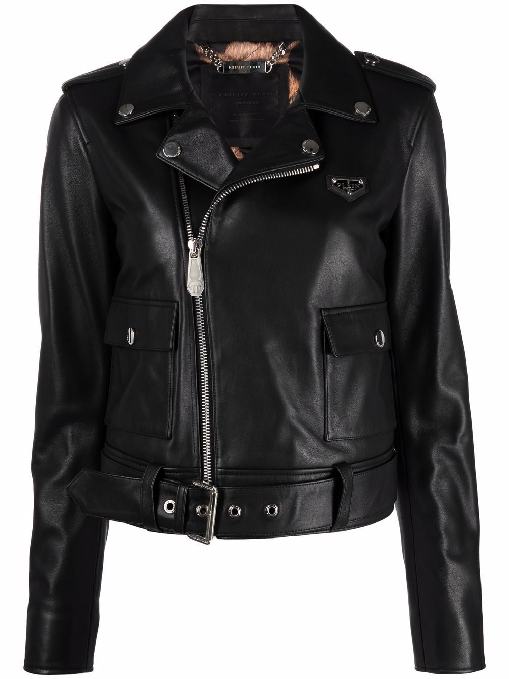 Leather biker jacket - Black