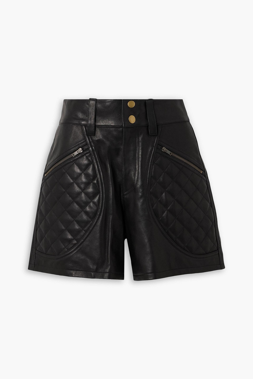 Candice quilted leather shorts - Black - FR 38