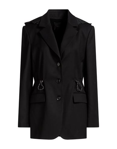 Woman Blazer Black Size 2 Wool, Polyester, Viscose, Elastane