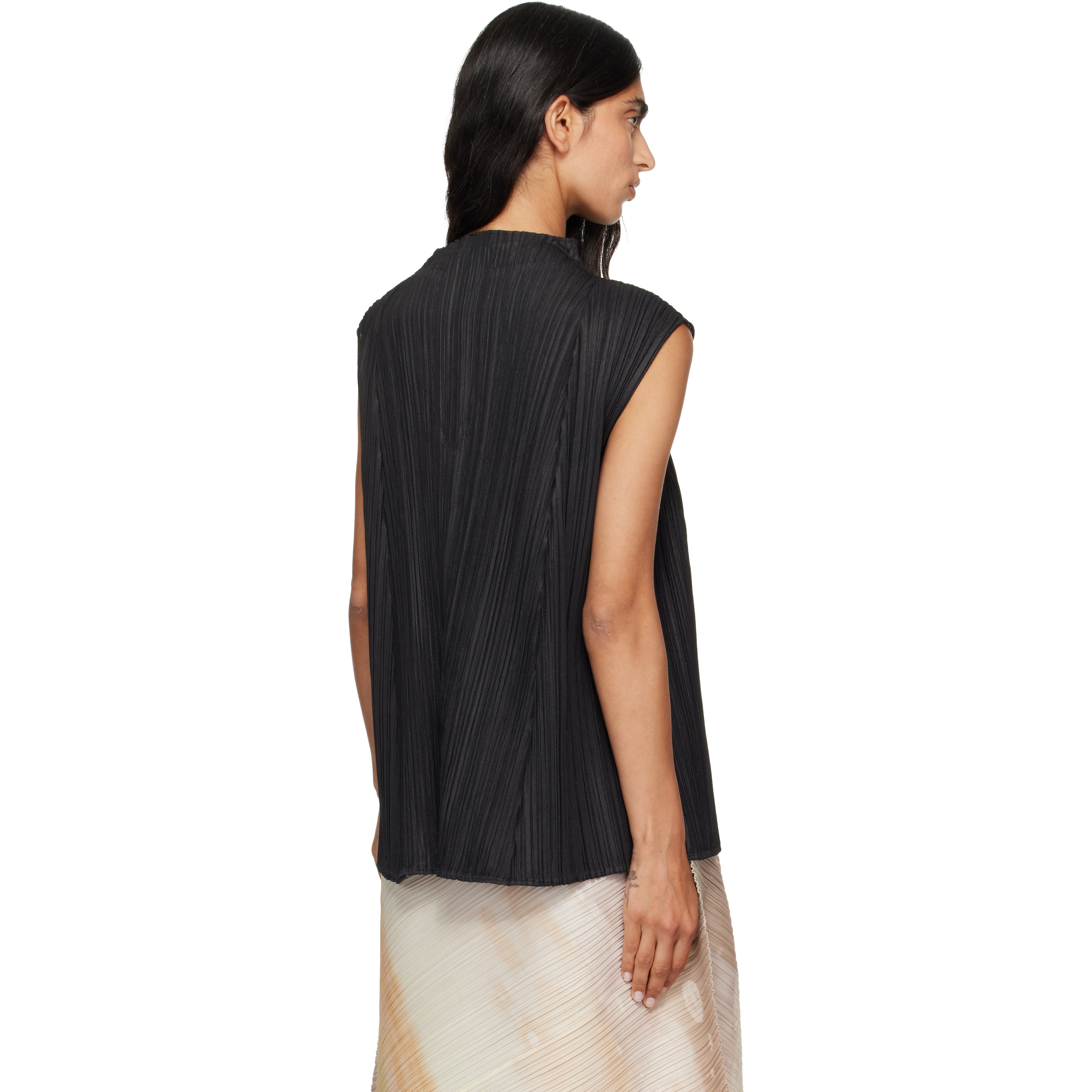 Black Mellow Pleats Top