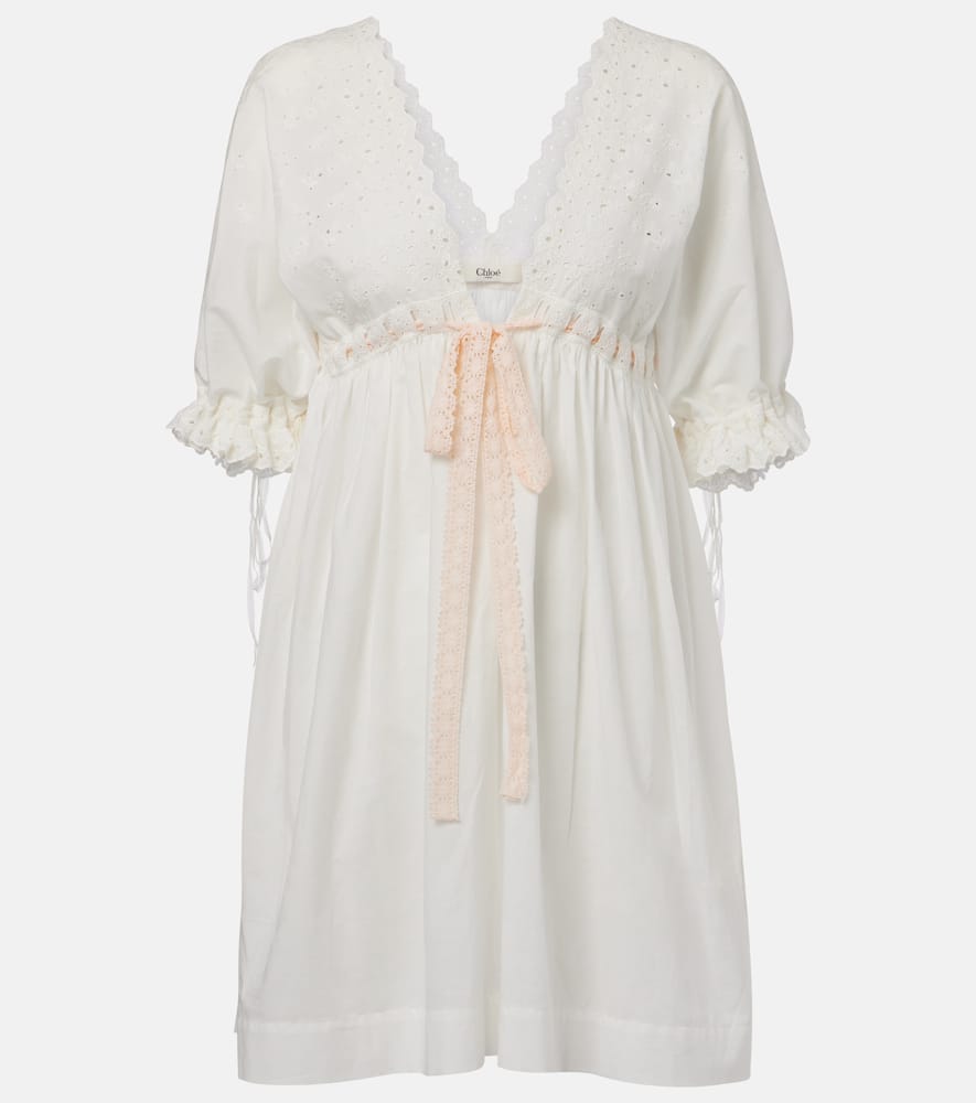 Chloé Broderie anglaise cotton-blend minidress