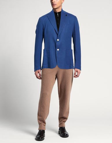 Man Blazer Blue Size 42 Linen, Viscose