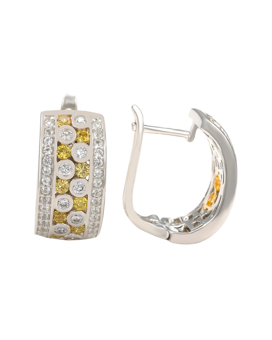 Silver 0.02 Ct. Tw. Diamond & Sapphire Earrings