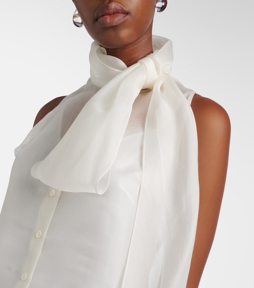 Tie-neck silk top