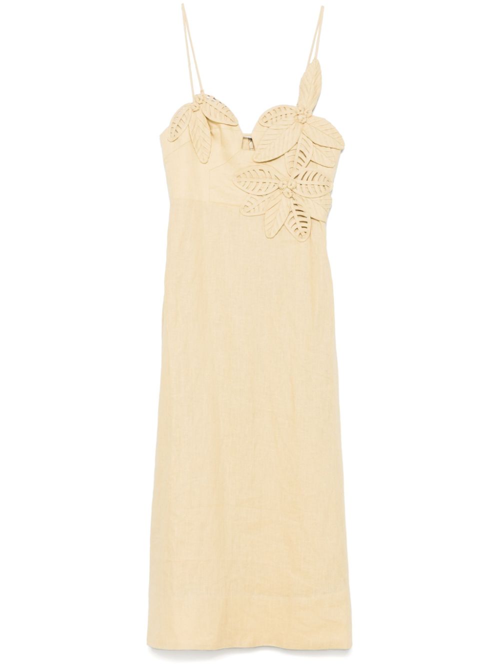 Flowered-bust midi dress - Neutrals