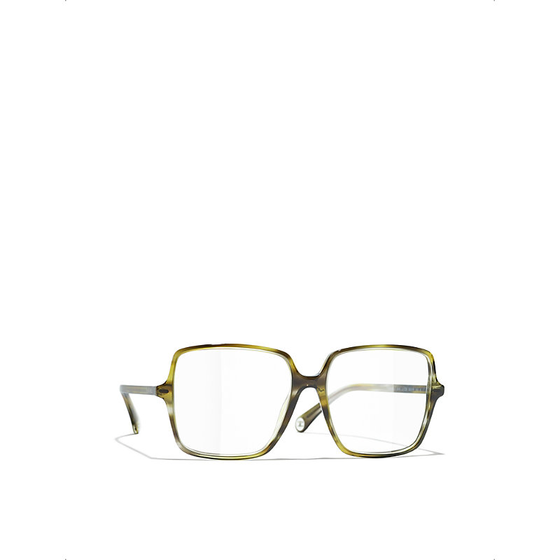 Mens Green Square Eyeglasses One Size