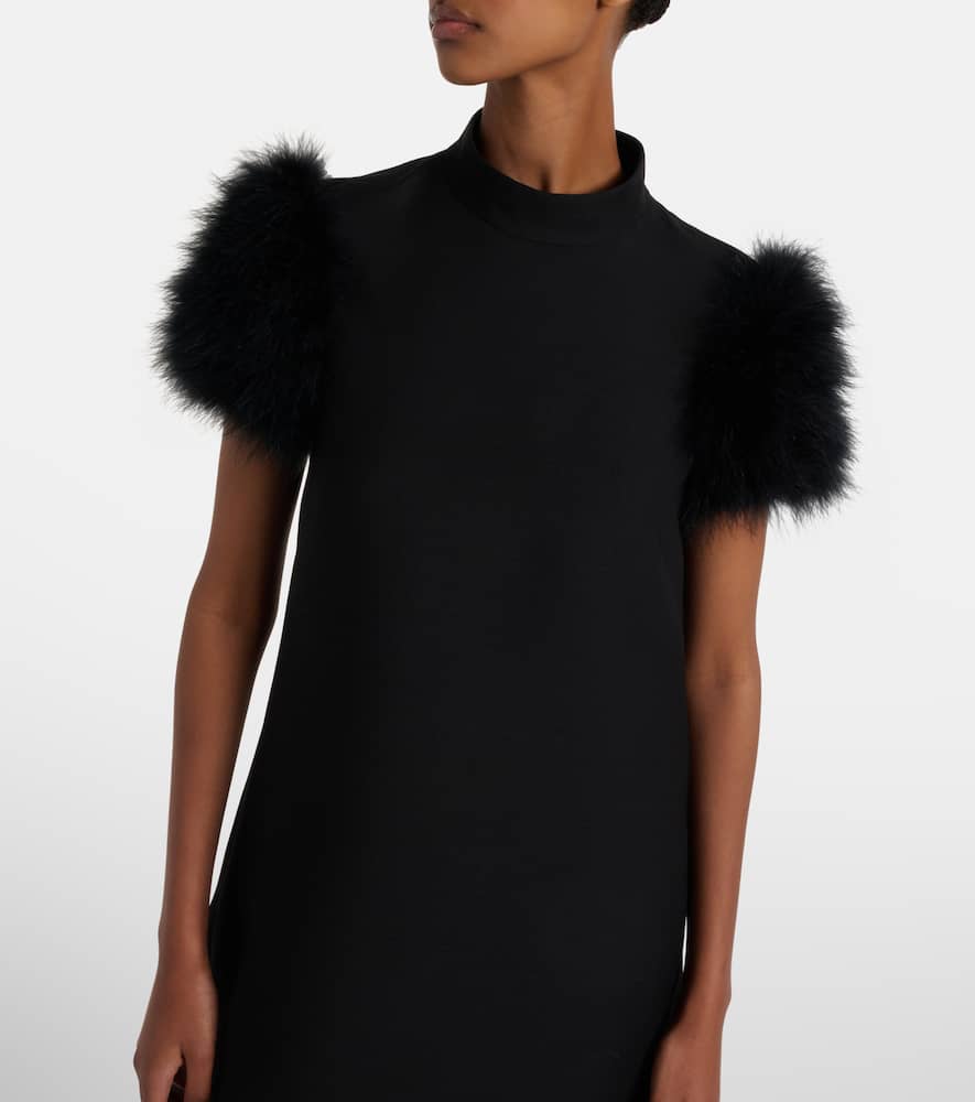 Crepe Couture feather-trimmed minidress