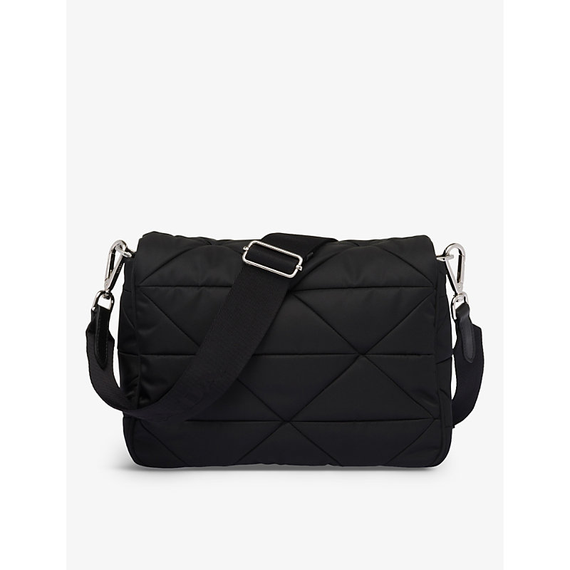 Womens Black Padded Re-Nylon Shoulder bag 
