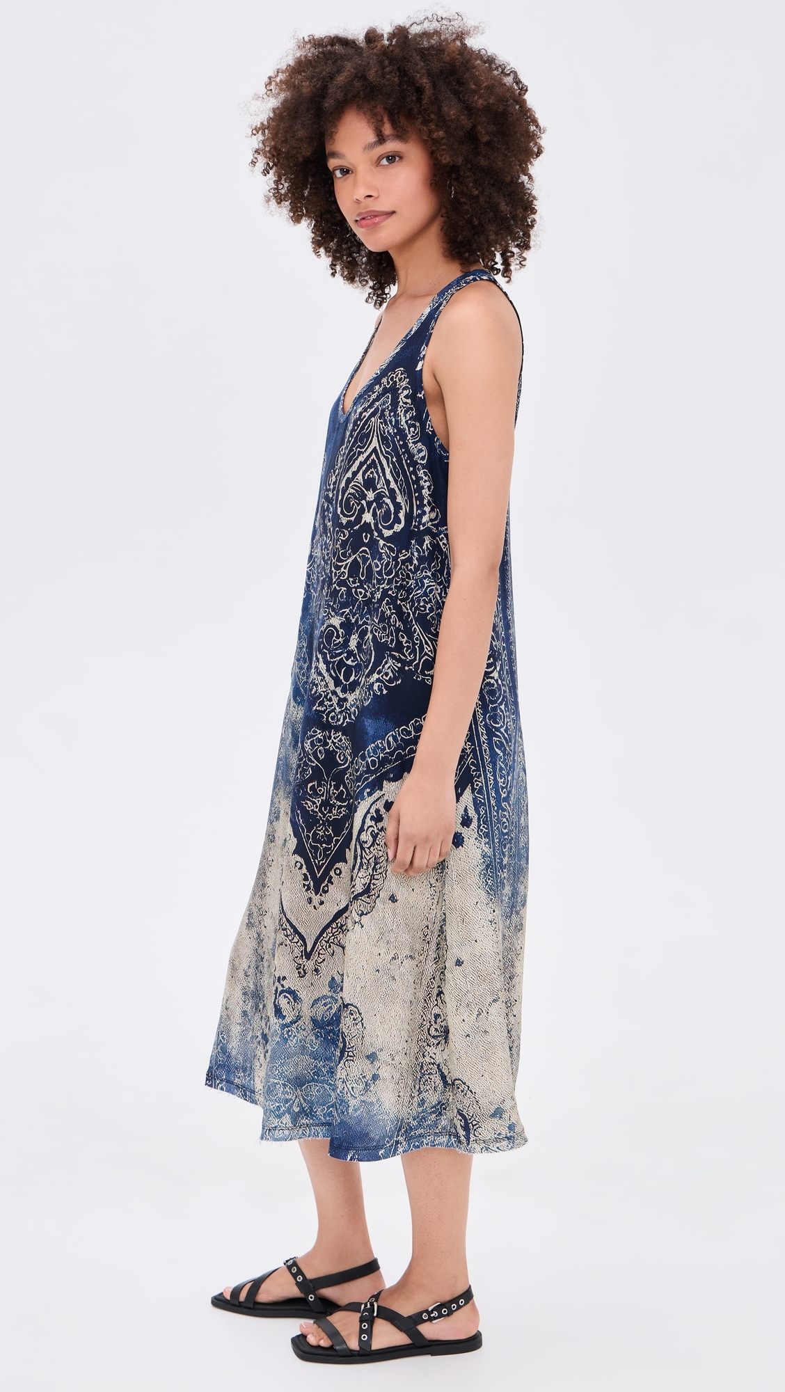 Revised Tank Dress Blue Distressed Medallion